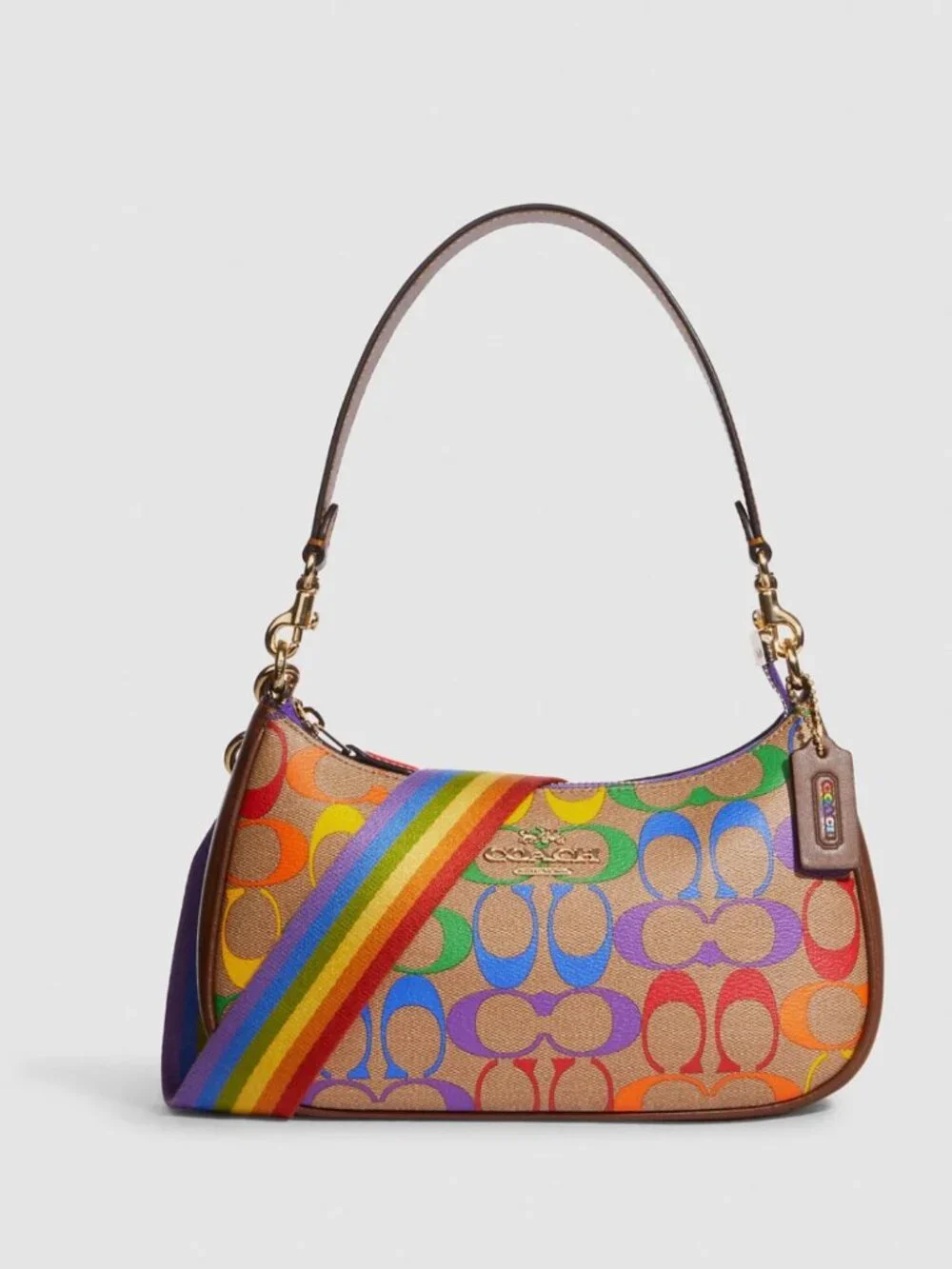 NWT Coach Teri Shoulder Bag In Rainbow Signature Canvas CA176